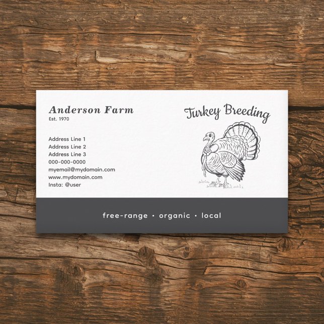 Carte De Visite Ferme de Turquie simple (Turkey Farm Business Card)