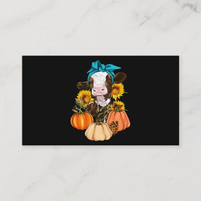 Carte De Visite Ferme de Vache Cute Citrouille Ferme Chute Thanksg (Devant)