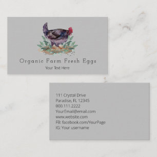 Carte De Visite Ferme familiale Oeufs frais Poulets Jardinage biol