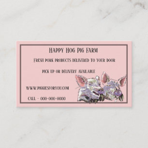 Carte De Visite Ferme Porc frais Deux cochons heureux Aquarelle ro
