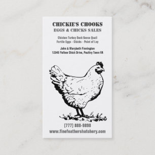 Carte De Visite Ferme simple de poulet ou d'oeufs en noir et blanc