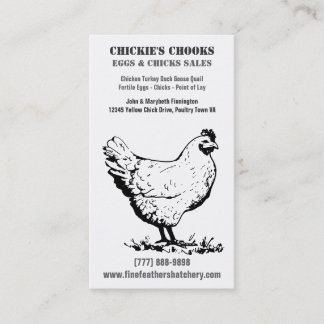 Carte De Visite Ferme simple de poulet ou d'oeufs en noir et blanc