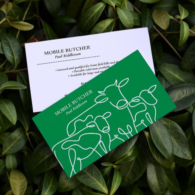 Carte De Visite Fermier à boucherie mobile vert et blanc (Créateur téléchargé)