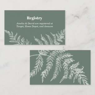 Carte De Visite Fern Botanical Bridal Registry Insert Card