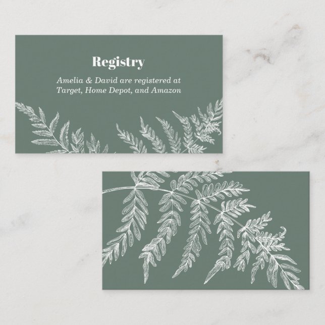 Carte De Visite Fern Botanical Bridal Registry Insert Card (Devant / Derrière)