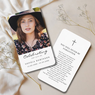 Carte De Visite Fête de la vie Photo Funeral Prayer Card