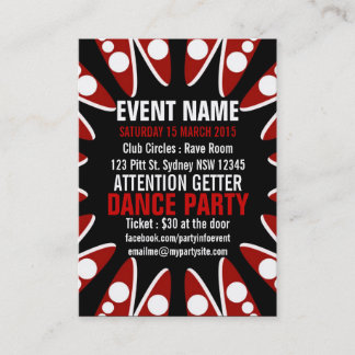 Carte De Visite FÊTE DE L'ÉVÉNEMENT Red White Black Mini Flyers