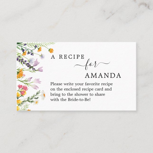 Carte De Visite Fête des mariées de demande de recette fleur sauva (Devant)