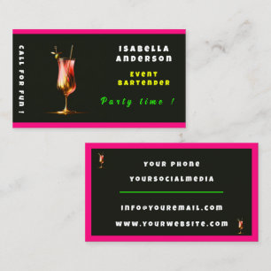 Carte De Visite Fête Time Neon Moderne Personnalisé Professionnel