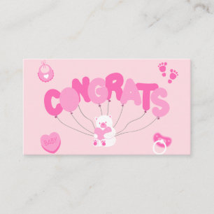 Carte De Visite Fêtez votre nouvelle petite fille avec un rose Fél
