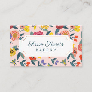 Carte De Visite Feuillage abstrait de fleur sauvage de cru et