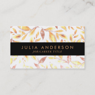 Carte De Visite Feuille botanique moderne Shining Gold Motif