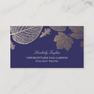 Carte De Visite Feuille d'automne d'or et de marine élégant