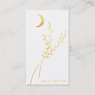 Carte De Visite Feuille de verdure d'or de croissant de lune d'or