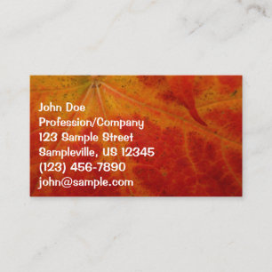 Carte De Visite Feuille d'érable rouge Abstraite Automne Photograp