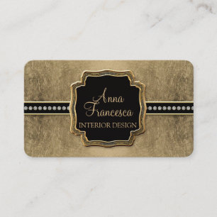 Carte De Visite Feuille d'or Fleur de Lis Faux Bijou Vintage