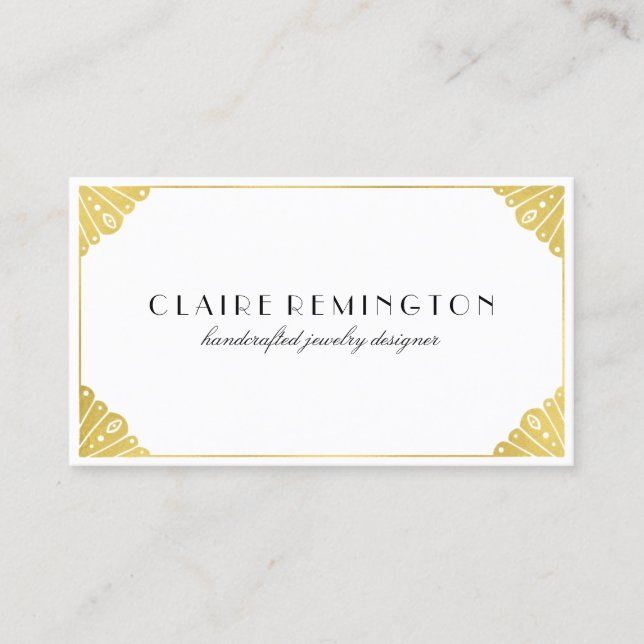 Carte De Visite Feuille d'or simplement chic de Faux de l'art déco (Devant)