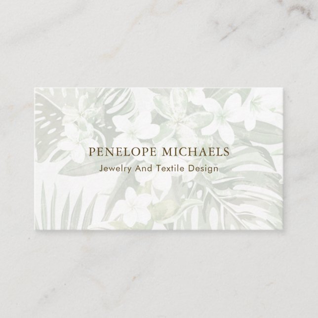 Carte de visite Feuille moderne Green and White Pa (Devant)
