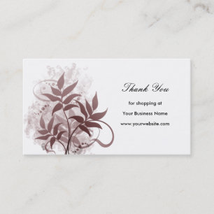 Carte De Visite Feuille rose poussiéreux - Merci