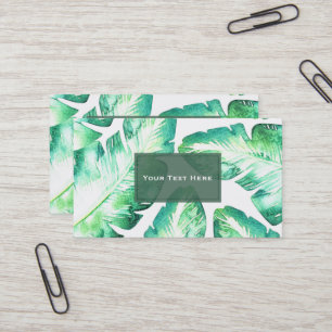 Carte De Visite Feuille tropical blanc et vert pour la plage chic