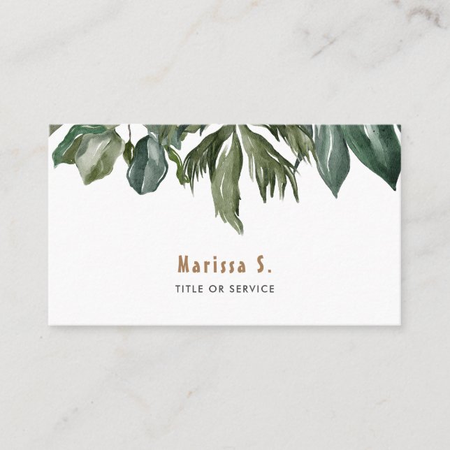 Carte De Visite Feuille tropical moderne (Devant)