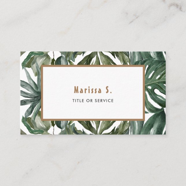 Carte De Visite Feuille tropical moderne (Devant)