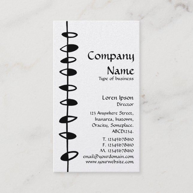 Carte De Visite Feuilles alternatifs - Noir sur Blanc (Or) (Devant)