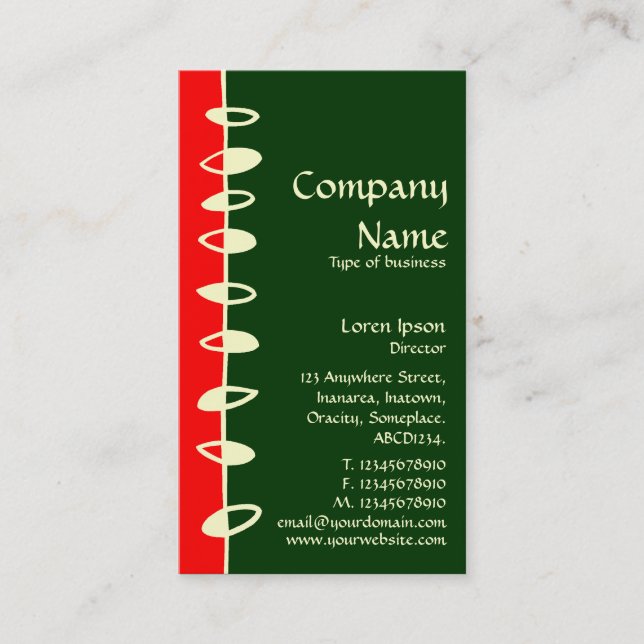 Carte De Visite Feuilles alternatifs - Rouge, Vert foncé et Crème (Devant)