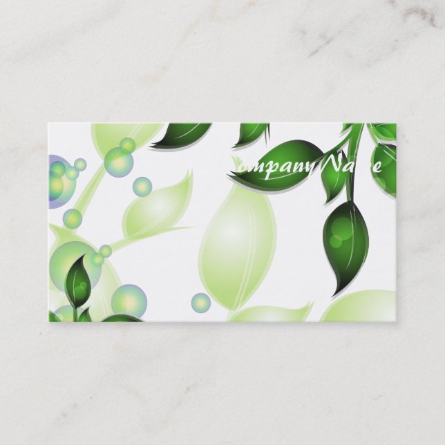Carte De Visite Feuilles de jardin frais sur blanc (Devant)