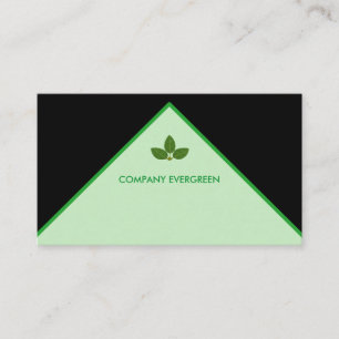 Carte De Visite Feuilles de Laurier Modernes sur Vert et Noir