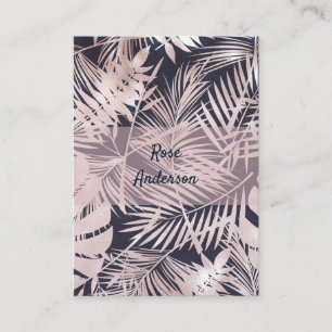 Carte De Visite Feuilles de palmier tropical rose gold foncé