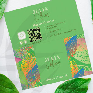 Carte De Visite Feuilles frais modernes sur l'horticulteur vert
