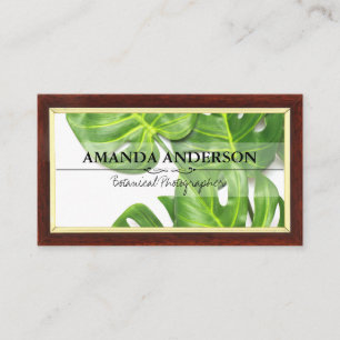 Carte De Visite Feuilles Monstera   Cadre en bois