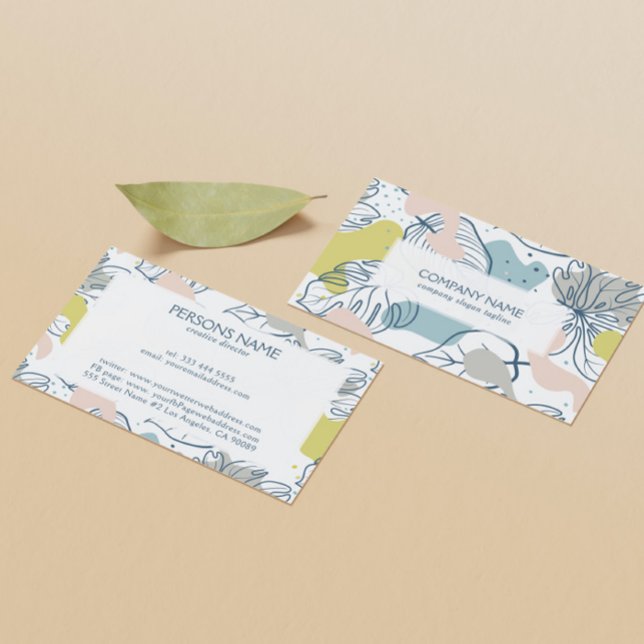 Carte De Visite Feuilles tropicaux et Motif de formes organiques (Créateur téléchargé)