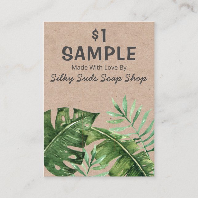 Carte De Visite Feuilles Tropicaux Sur L'Emballage De Savon Kraft (Devant)