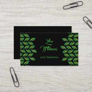 Carte De Visite Feuilles verts néon - art fractal, moderne