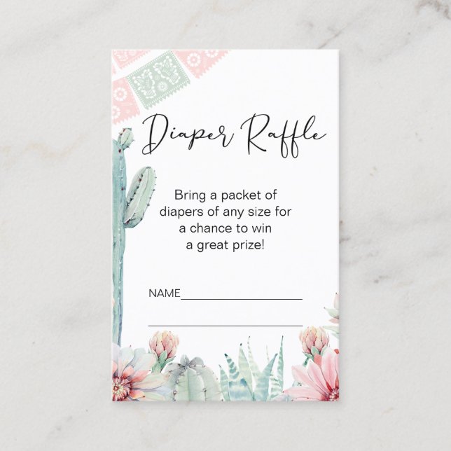 Carte De Visite Feuilleton rose Cactus Fiesta Thème Diaper Raffin  (Devant)