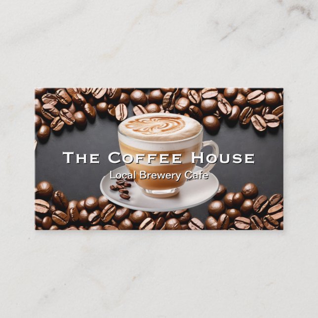 Carte De Visite Fèves de café | Boissons chaudes en coupe (Devant)