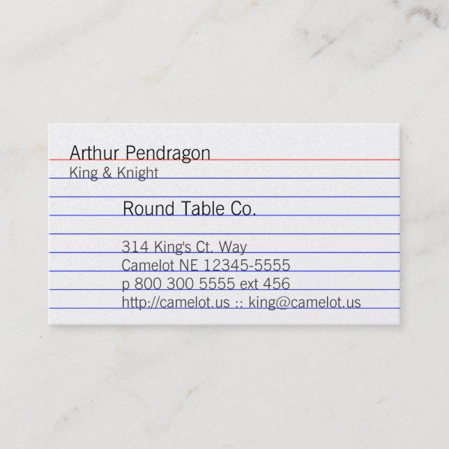 Carte De Visite Fiche (Devant)