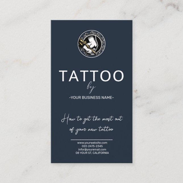 Carte De Visite Fiche d'instructions de tatouage avec logo (Devant)