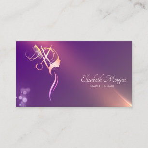 Carte De Visite Fille aux ciseaux professionnels Silhouette Violet
