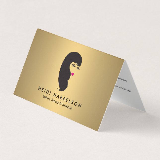 Carte De Visite Fille avec cils Faux Gold Aftercare (Devant)