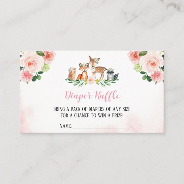 Carte De Visite Fille Baby shower de bois Déchets Raffle (Devant)