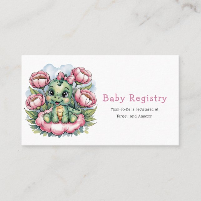Carte De Visite Fille Baby shower Dino Delight Baby Registry (Devant)