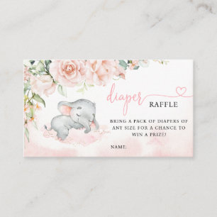 Carte De Visite Fille Blush Elephant Baby shower Déchets Raffle