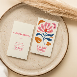 Carte De Visite Fille Boho Super Florale Retro Rose à la main