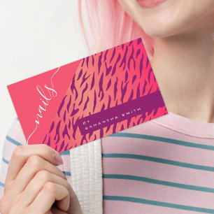 Carte De Visite Fille brillante Tigre rose Zebra Stripes Poster de