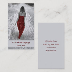 Carte De Visite Fille En Robe Rouge Hiver Gothique