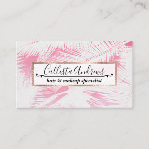 Carte De Visite Fille Été Rose Blanc Tropical Palm Arbres Fronds