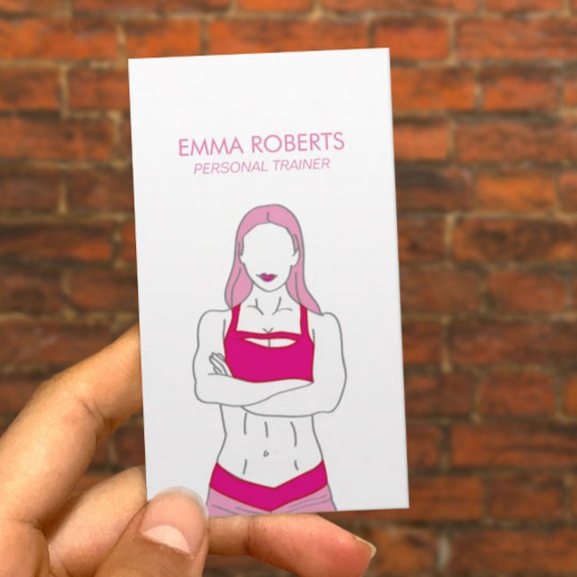 Carte De Visite Fille Fitness Pink Personal Trainer (Créateur téléchargé)